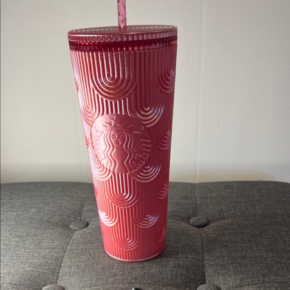 Starbucks Textured Pink Tumbler with Straw - Picture 1 of 5